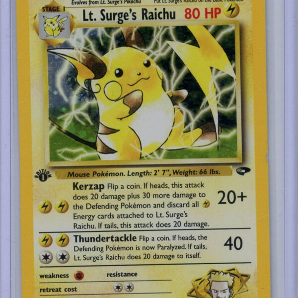 Trading Card Game Lt. Surge's Raichu Gym Challenge 1st Edition Holo #11/132 – Official TCG Product