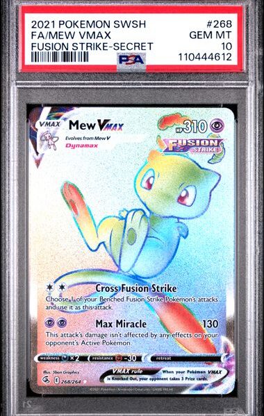 Trading Card Game Mew Vmax Fusion Strike Rainbow Secret Rare #268/264 PSA 10 – Official TCG Product